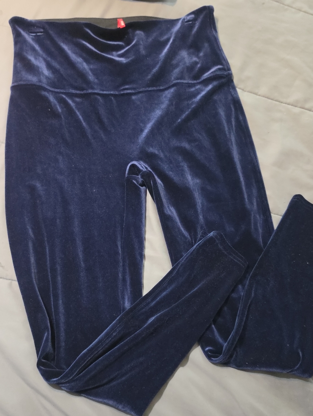 SPANX Black Velvet Leggings with Red Tag